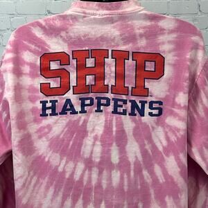 Vintage 90s Shippensburg University T Shirt Ship Happens Pink Tie Dye XL X-Large